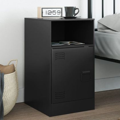 Нощно шкафче, черно, 34,5x39x62 см, стомана