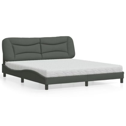 Легло с матрак, тъмносиво, 180x200 см, плат