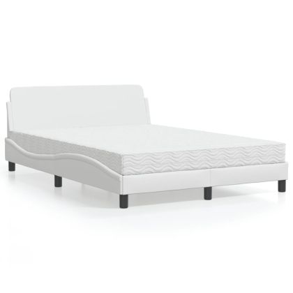 Легло с матрак, бяло, 140x200 см, изкуствена кожа