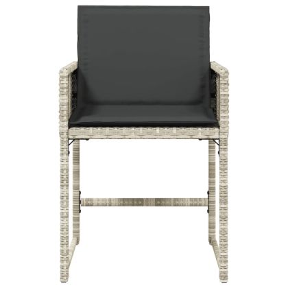 Градински столове с възглавници, 4 бр, светлосиви, полиратан