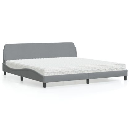 Легло с матрак, светлосиво, 200x200 см, плат