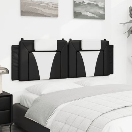 Мека табла за легло, черна и бяла, 160 см, изкуствена кожа