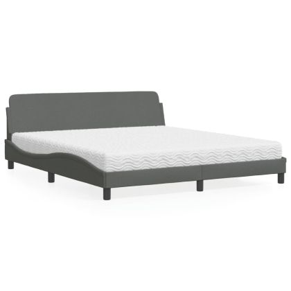 Легло с матрак, тъмносиво, 180x200 см, плат