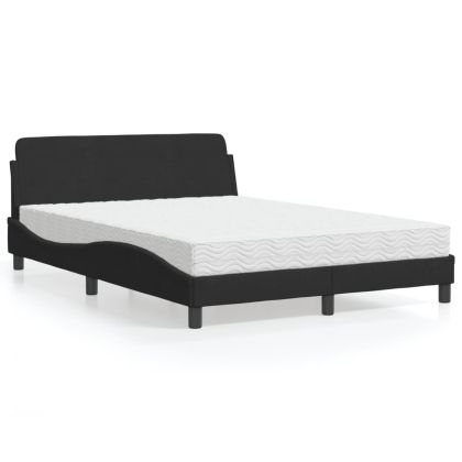 Легло с матрак, черно, 140x200 см, кадифе