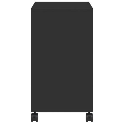 Странична маса с колела черна 50x30x55 см инженерно дърво