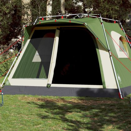 Семейна палатка, кабинна, 7-местна, зелена, бързо освобождаване