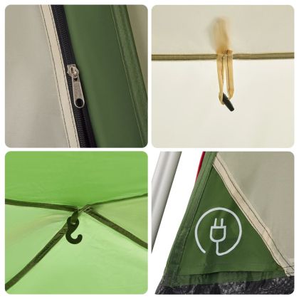 Семейна палатка, кабинна, 7-местна, зелена, бързо освобождаване