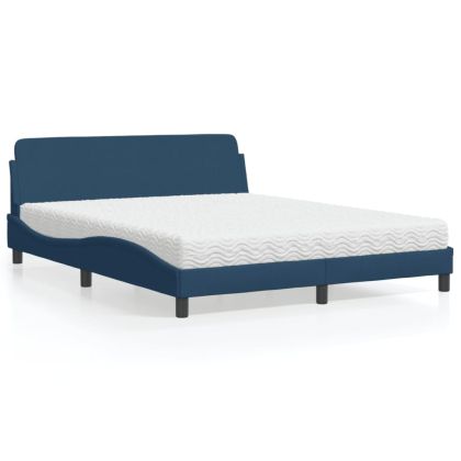Легло с матрак, синьо, 160x200 см, плат