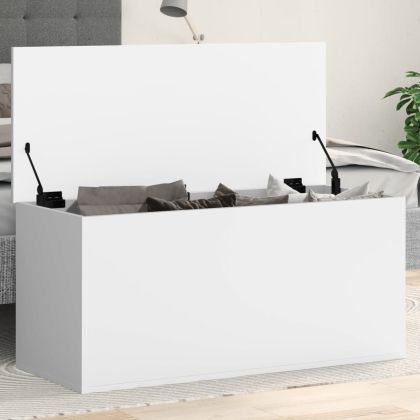 Кутия за съхранение, бяла, 100x42x46 см, инженерна дървесина
