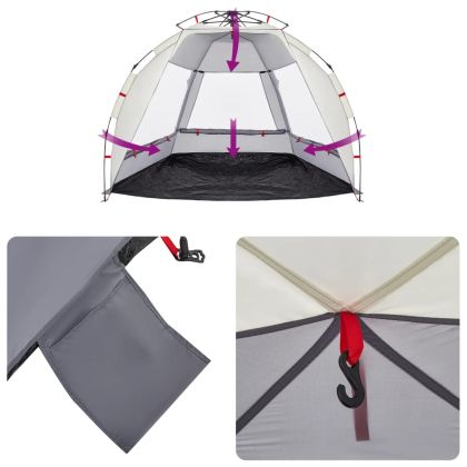 Плажна палатка, 2-местна, сиво, бързо освобождаване