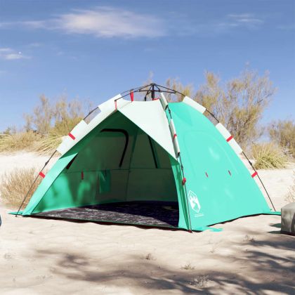 Плажна палатка, 3-местна, морско зелено, бързо освобождаване