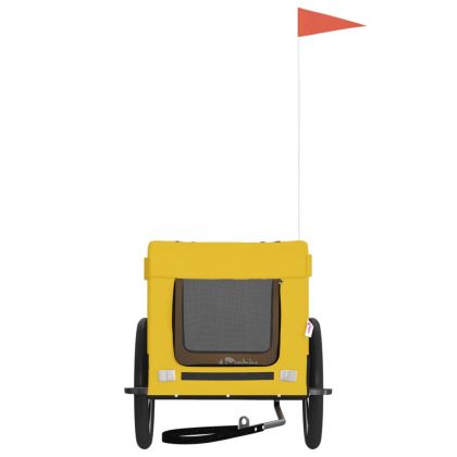 Ремарке за колело за любимци жълт и черен Оксфорд плат и желязо