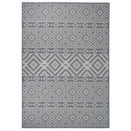 Градински плоскотъкан килим, 160x230 см, сини шевици