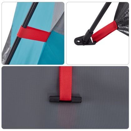 Къмпинг палатка, кабинна, 4-местна, синя, бързо освобождаване