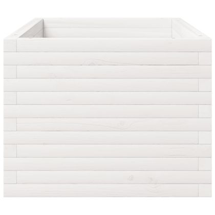 Градински сандък, бял, 90x60x49,5 см, масивна борова дървесина