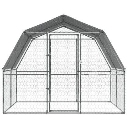 Птичарник с врата, сребрист, поцинкована стомана