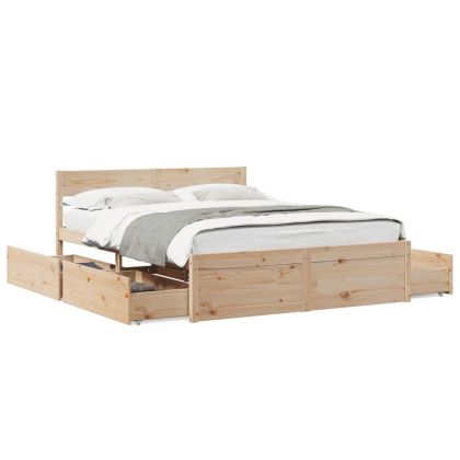 Рамка за легло с чекмеджета, 150x200 см, борово дърво масив