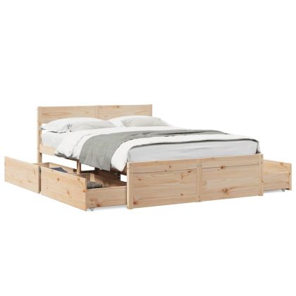 Рамка за легло с чекмеджета, 120x200 см, бор масив