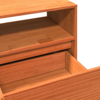 ТВ шкаф, восъчнокафяв, 140x37x50 см, бор масив