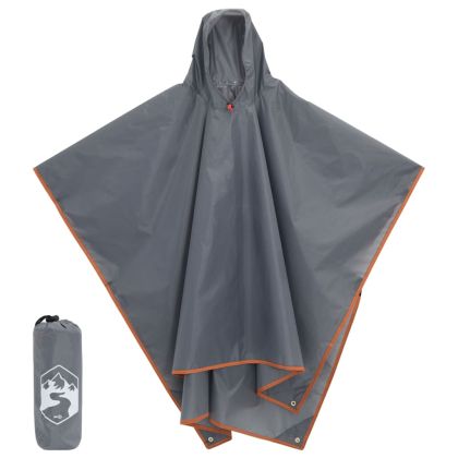 Дъждовно пончо с качулка 2 в 1 дизайн сиво-оранжево 223x145 см