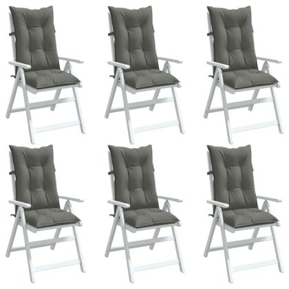 Възглавници за стол 6 бр меланж тъмносиви 120x50x7 см плат