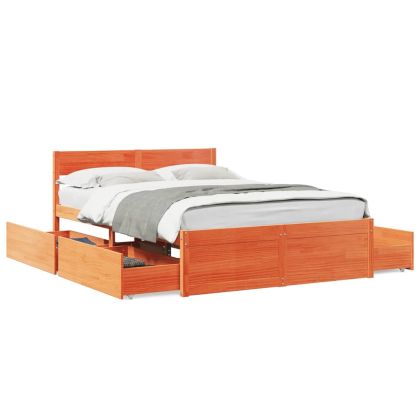 Рамка за легло с чекмеджета восъчнокафяв 120x200 см бор масив