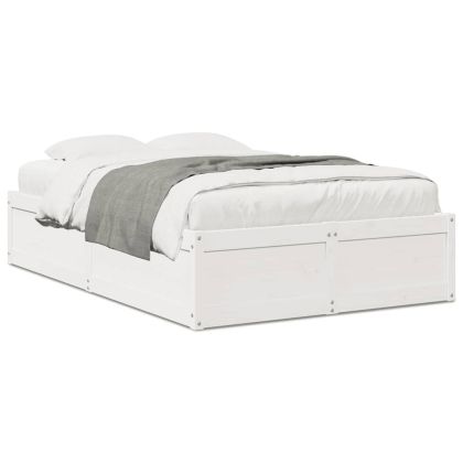 Рамка за легло, бяла, бор масив, 135x190 см