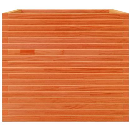 Градинска кашпа, восъчнокафява, 80x80x68,5см борово дърво масив