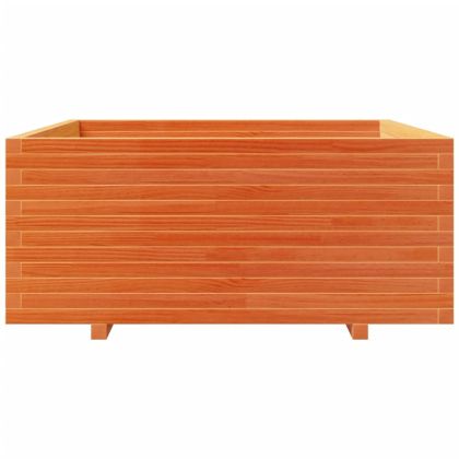 Градинска кашпа, восъчнокафяв 110x110x49,5см борово дърво масив