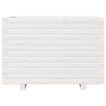Градински сандък, бял, 70x40x49,5 см, масивна борова дървесина