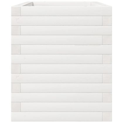 Градински сандък, бял, 70x40x49,5 см, масивна борова дървесина