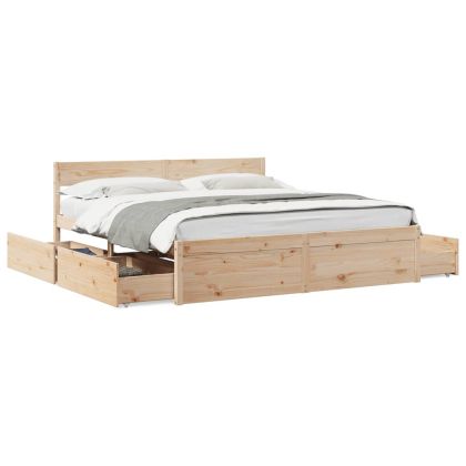 Рамка за легло с чекмеджета 180x200 см бор масив