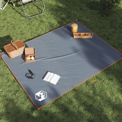 Одеяло за пикник с щипки, сиво и оранжево, 205x155 см
