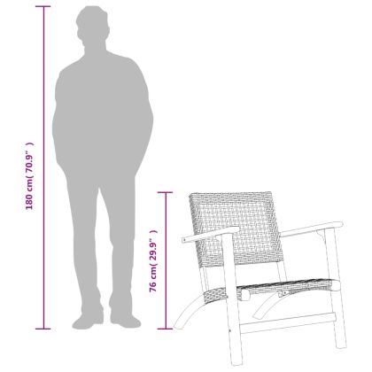 Бистро комплект, 3 части, бежов, полиратан и масивна акация