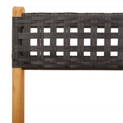 Бистро столове, 2 бр, черно, акация масив и полиратан