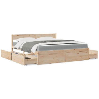 Легло с чекмеджета и матрак, 180x200 см, бор масив
