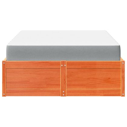 Легло с матрак, восъчнокафяв, 120x200 см, борово дърво масив