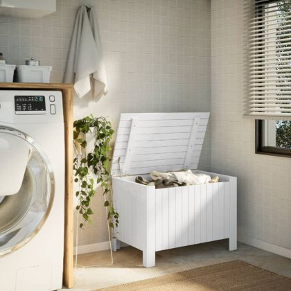 Сандък за съхранение с капак RANA, бял, 80x49x54 см, бор масив