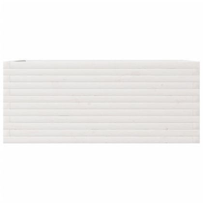 Градински сандък, бял, 110x60x46 см, борово дърво масив