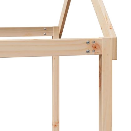 Високо легло с покрив, 90x190 см, борово дърво масив