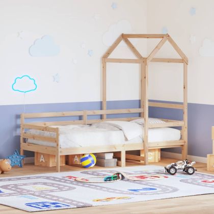 Дневно легло с покрив, 90x200 см, борово дърво масив