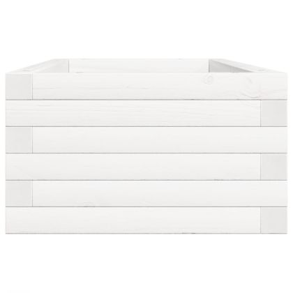 Градински сандък, бял, 90x40x23 см, масивна борова дървесина