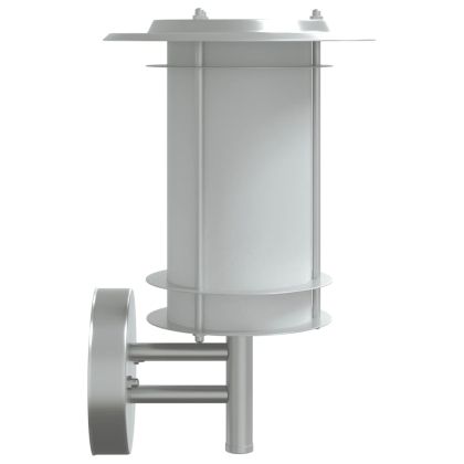 Външни стенни осветителни тела 2 бр сребрист неръждаема стомана