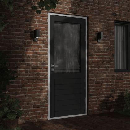 Външни стенни лампи със сензори, 2 бр, черен, лят алуминий