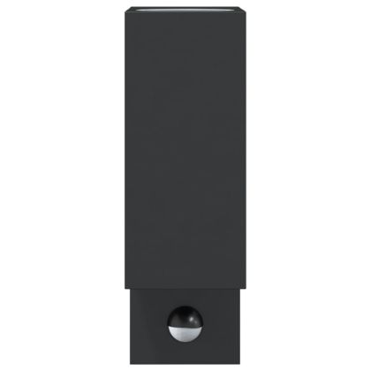 Външни стенни лампи със сензори, 2 бр, черен, лят алуминий