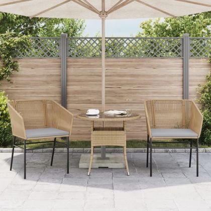 Градински столове с възглавници, 2 бр, кафяви, полиратан