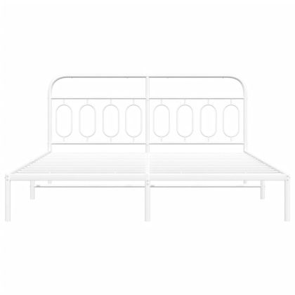 Метална рамка за легло с горна табла, черна, 183x213 см