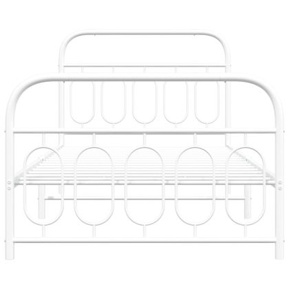 Метална рамка за легло с горна и долна табла, бяла, 100x190 см