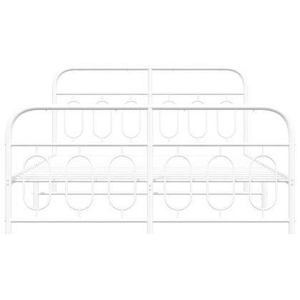 Метална рамка за легло с горна и долна табла, бяла, 140x190 см