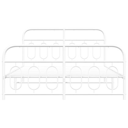 Метална рамка за легло с горна и долна табла, бяла, 150x200 см